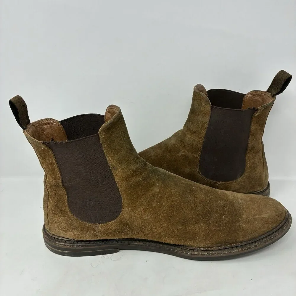 Frye Seth Chelsea Boot Chestnut Brown Suede Leather Ankle Pull On Men's Size 10